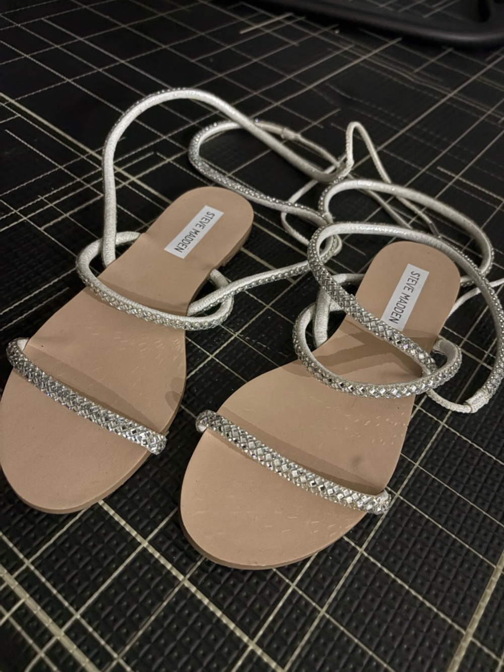 Steve Madden Silver Braided Wrap Sandals